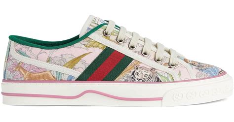 gucci tiger print trainers|Gucci Men's Tennis 1977 Tiger Print Slip On Sneakers .